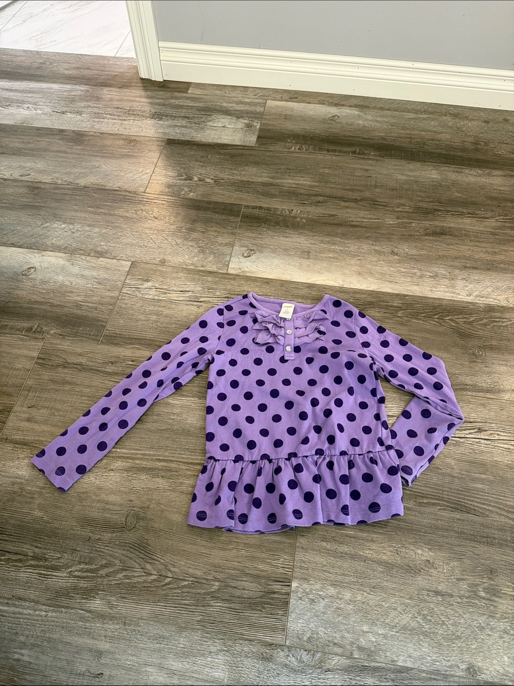 Gymboree Girls' Purple Polka Dot Long-Sleeve Peplum Top